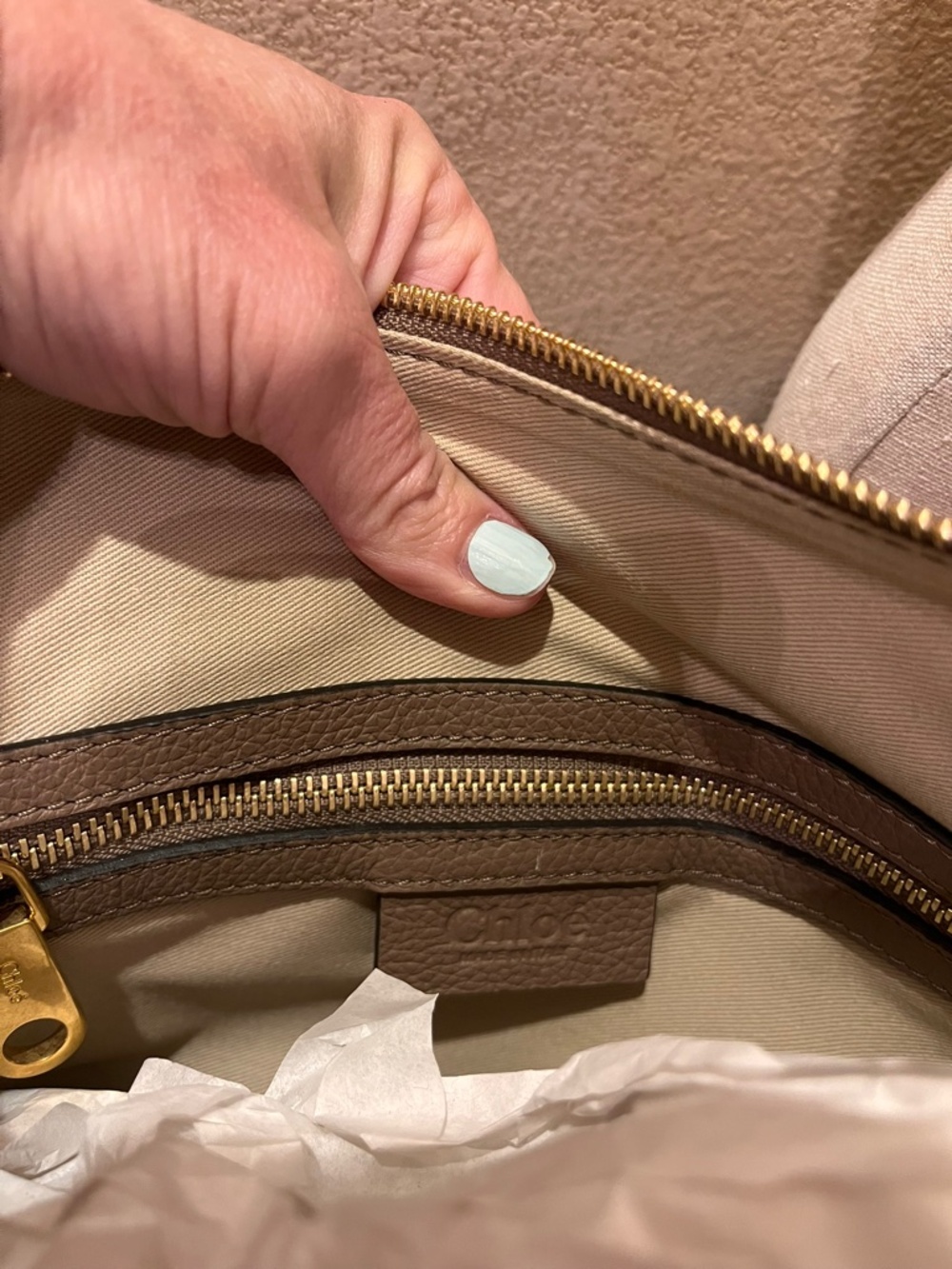Medium Chloe Marcie Leather Satchel in desert taupe - Picture 11 of 16